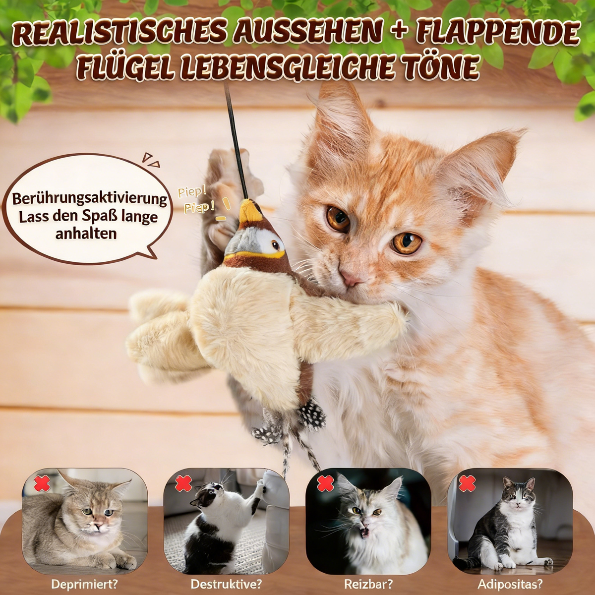 🔥Letzter Tag: 49 % Rabatt – 🐾Interaktives Katzenspielzeug mit Vogelgezwitscher😽