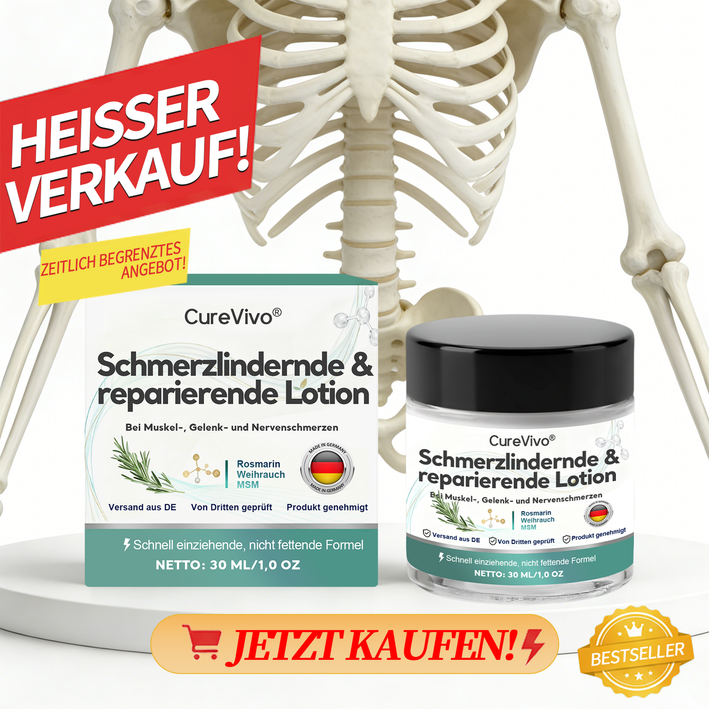 [Neujahrs-Sonderangebot] CureVivo® Schmerzlindernde &  reparierende Lotion🦄Für Muskel-, Gelenk- und Nervenschmerzen