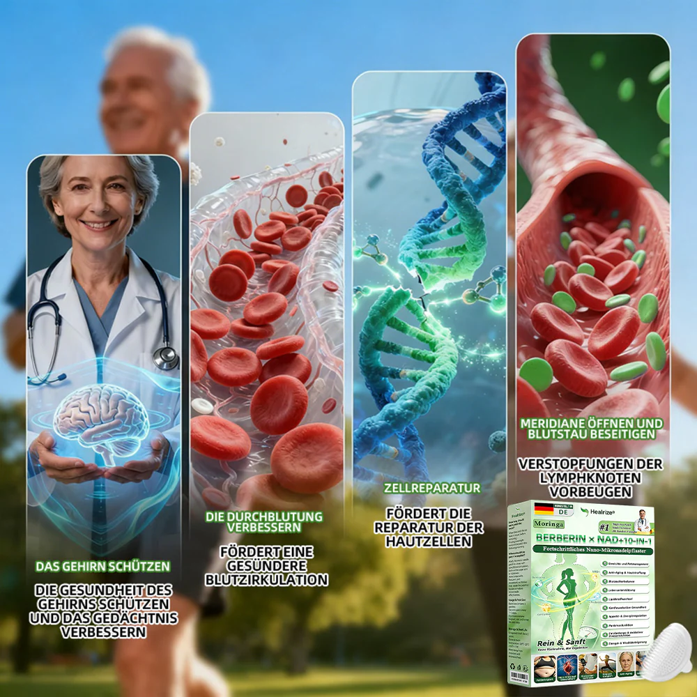 【Offizieller Shop】| 🍃 Healrize® Moringa · Berberin × NAD+ 10-in-1 Advanced Nano-Mikronadel-Pflaster Nicht-invasiv✔️Bei Fettleibigkeit, schlaffer Haut, Diabetes, Schlafapnoe, Gelenkproblemen und vielem mehr