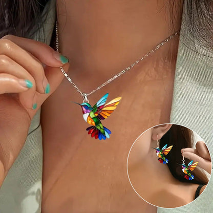 🦜2026 New Upgraded 💥Beautiful Hummingbird Necklace with Bonus Earring Set - Limited Time Offer!